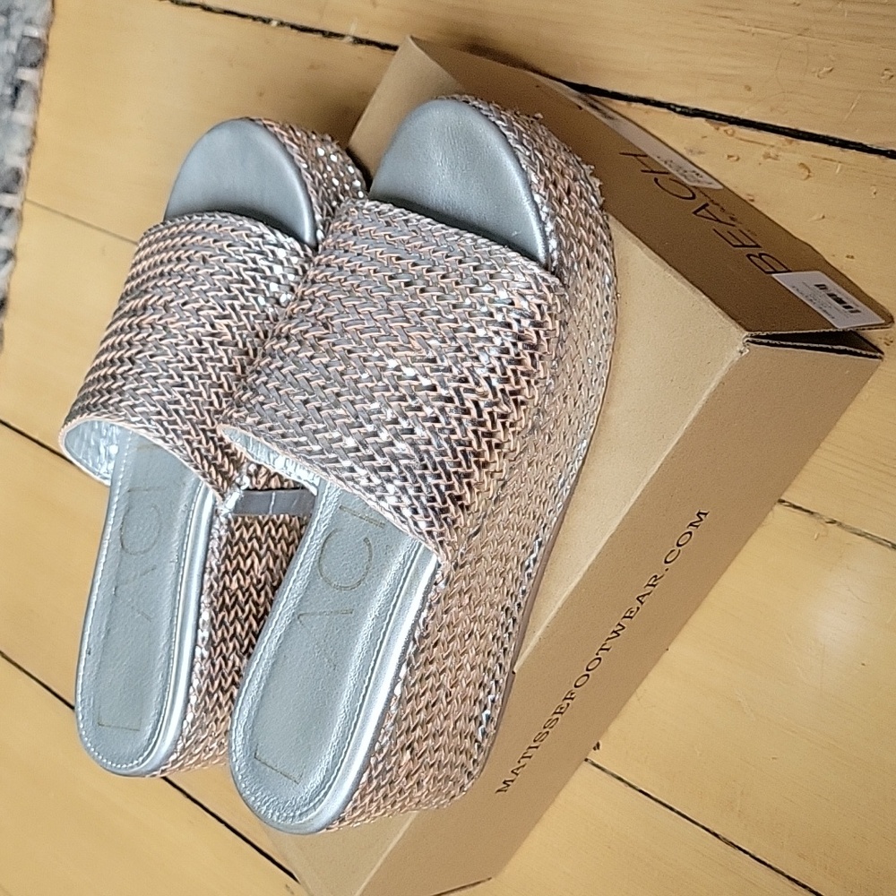 Beach by Matisse Peony Silver platform slides free people